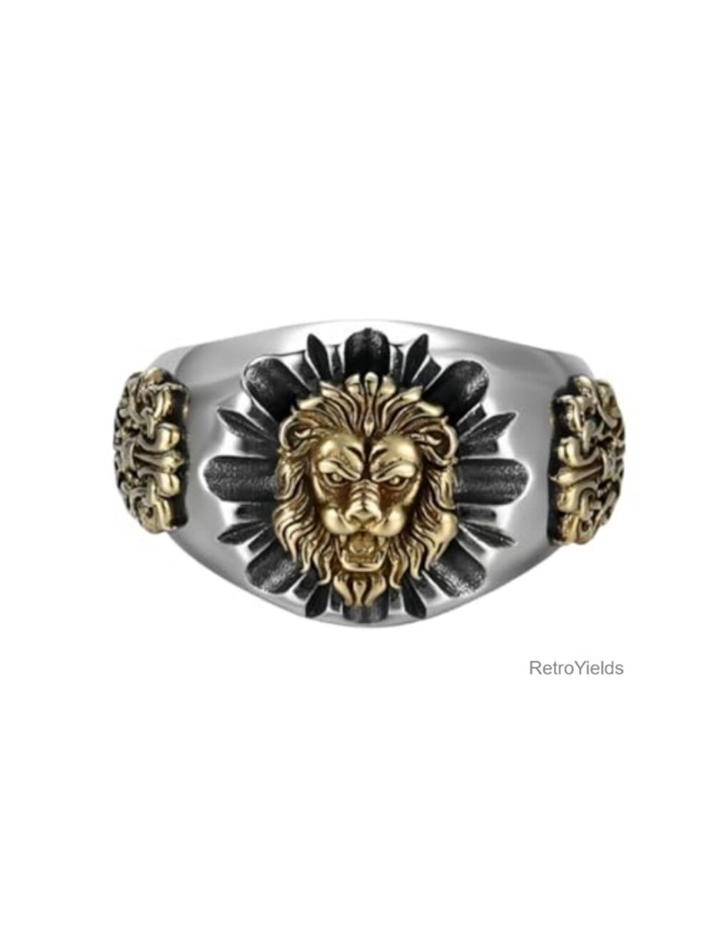 Mens Thai Silver Plated Lion Head Adjustable Stacking Ring Gothic Biker Jewelry